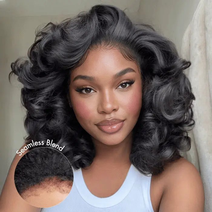 Yaki Bouncy Loose Curly Half Wig Bob Flip Over Style