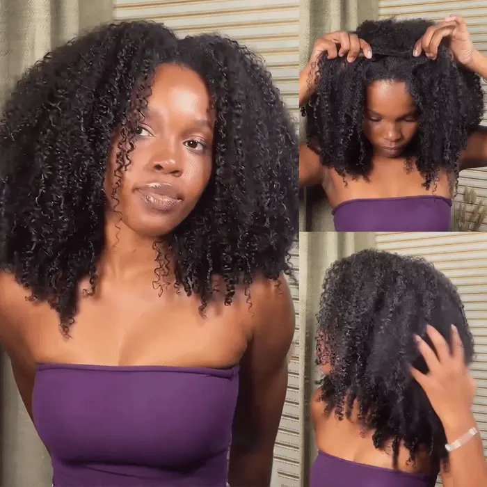 Afro Curly Half Wig Flip Over Wig Glueless Install