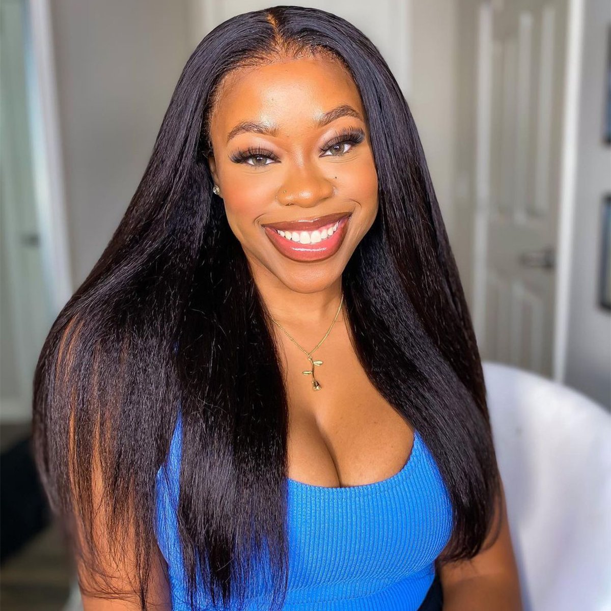 Kinky Straight 13x6 Lace Front Wig Pre-plucked Hairline