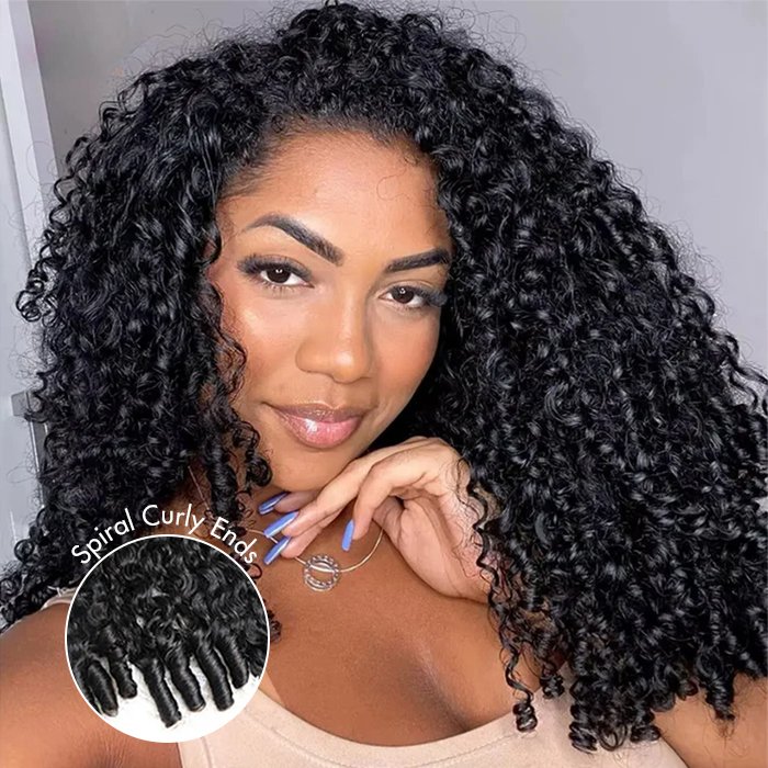 3 IN 1 Half Wig Burmese Curly Flip Over Glueless Wig